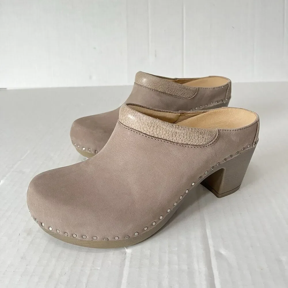 Dansko Sammy Clogs Womens Slip On Comfort Open Heel Casual Shoes Nubuck Leather - Picture 1 of 13